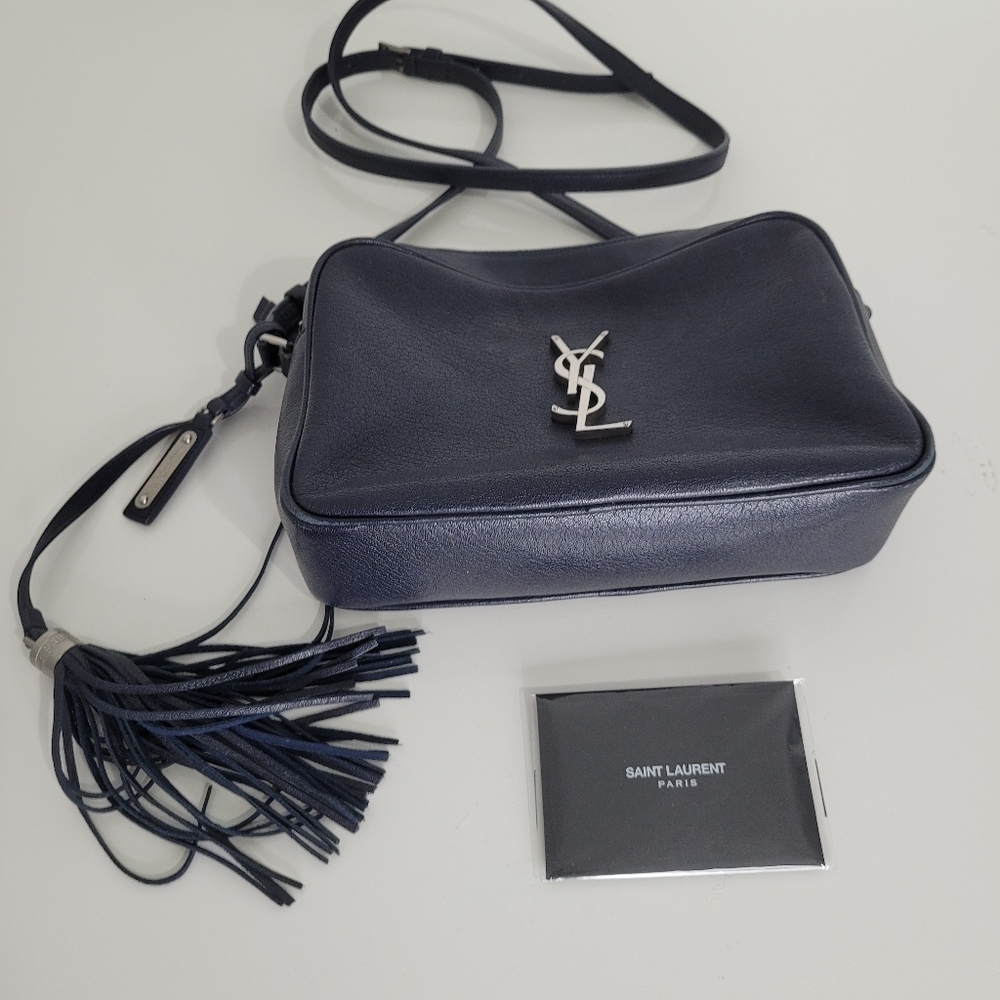 YSL Yves Saint Laurent Navy blue lou lou tassle camera bag - Picture 3 of 11